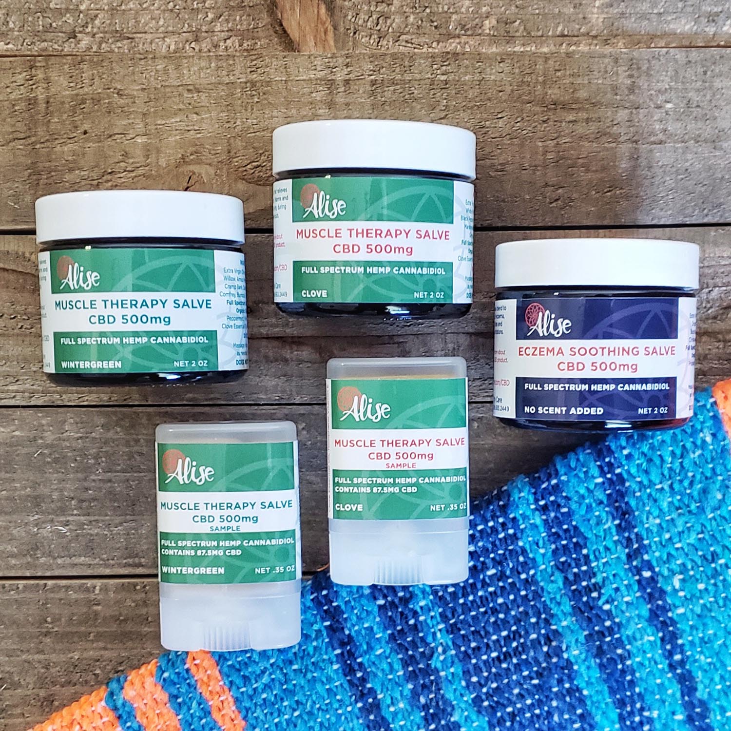 Muscle Therapy Salve Hemp 500mg Wintergreen 2oz Jar handcrafted by Alise Body Care