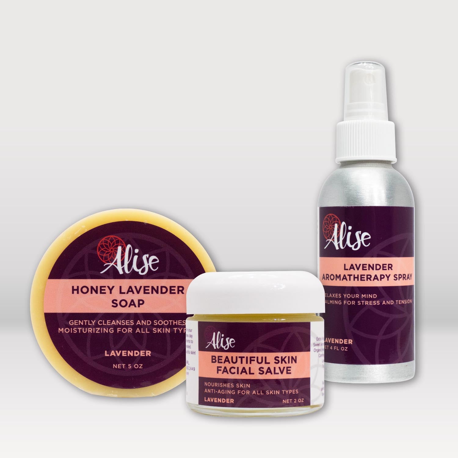 Lavender Lovers Gift Set with Facial Salve handcrafted by Alise Body Care