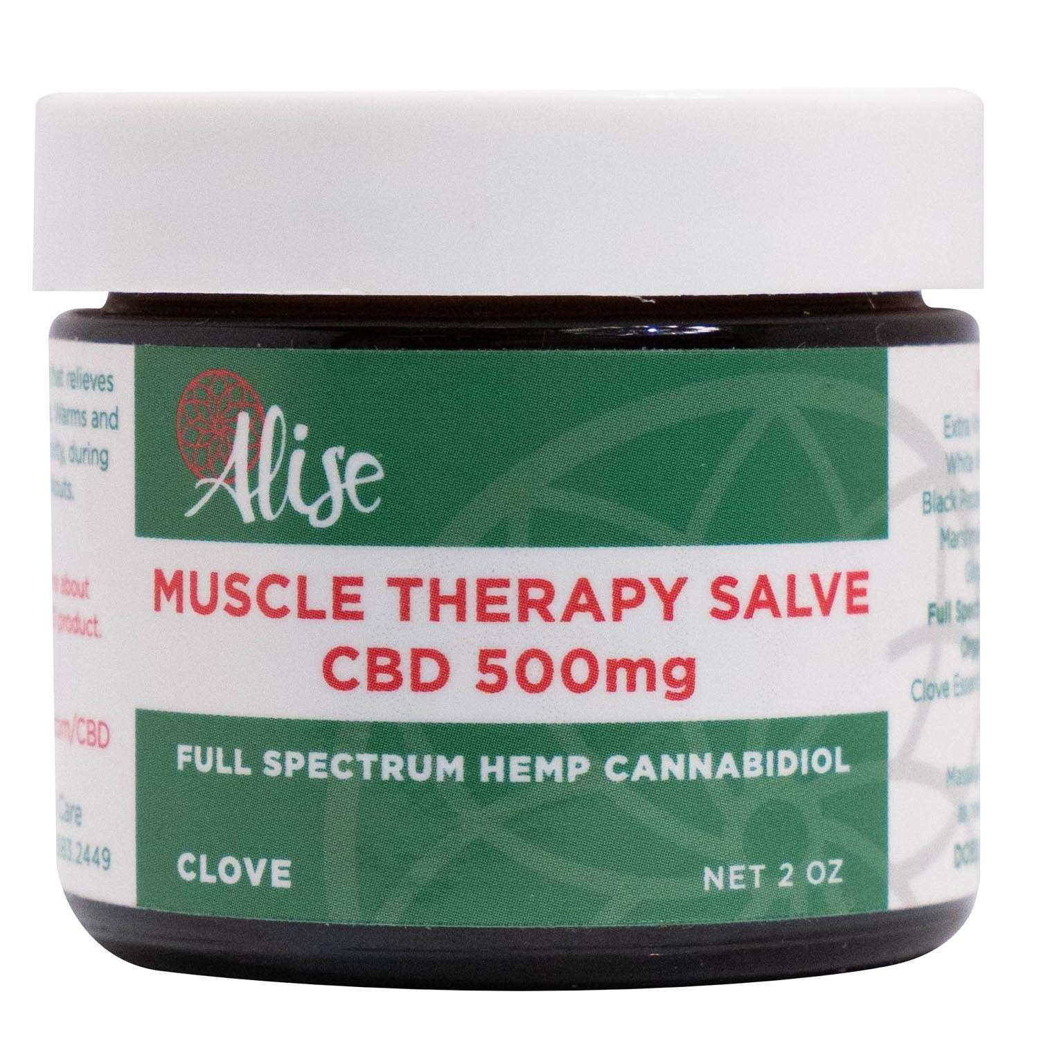 Muscle Therapy Salve CBD 500mg Warming Clove 2oz Jar handcrafted by Alise Body Care