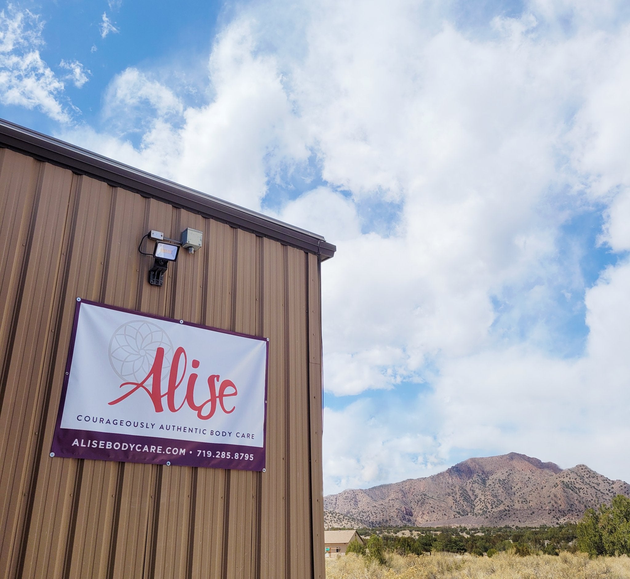 Exterior photo of Alise Body Care manufacturing building in Colorado