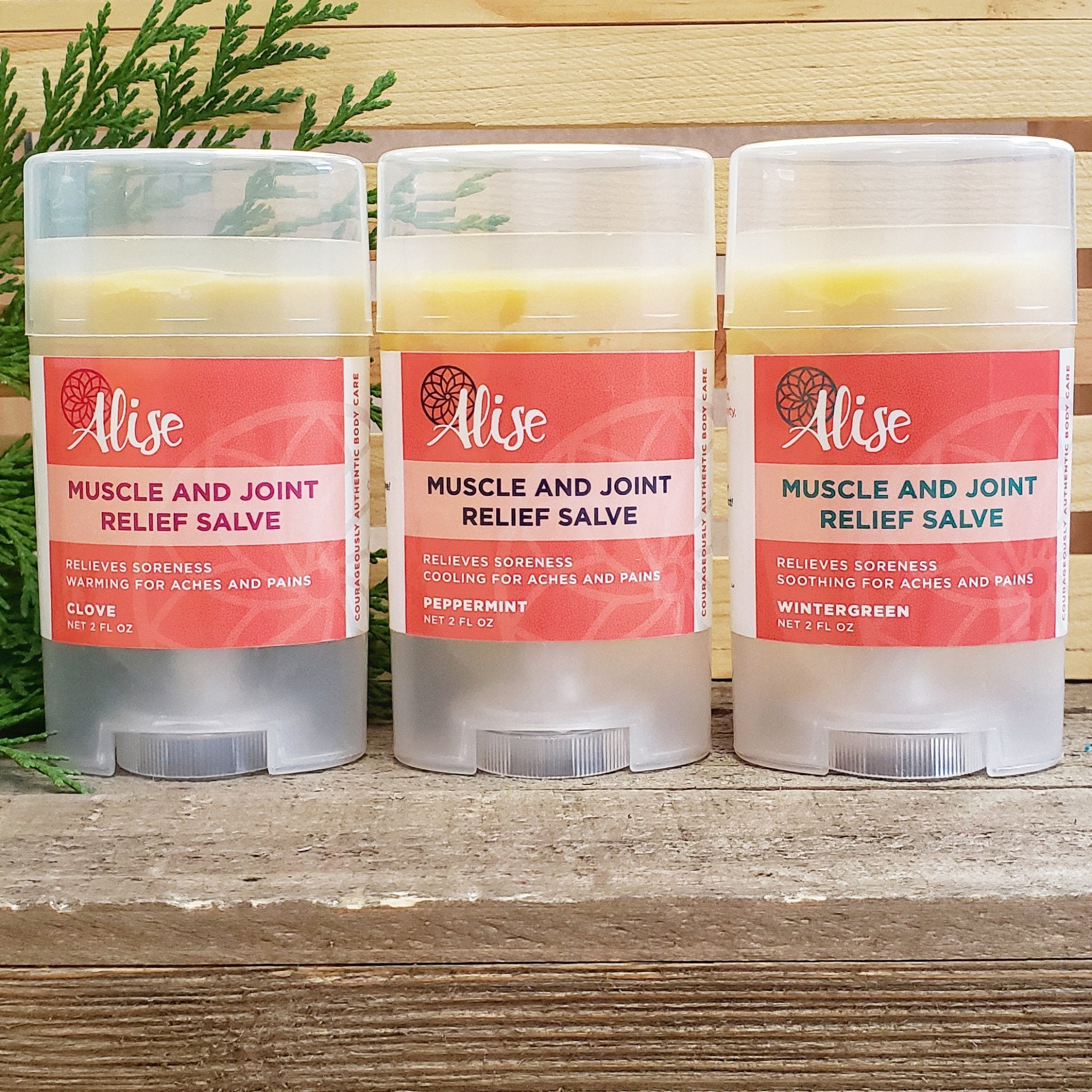 Muscle and Joint Pain relief salves in rubon form for Alise Body Care