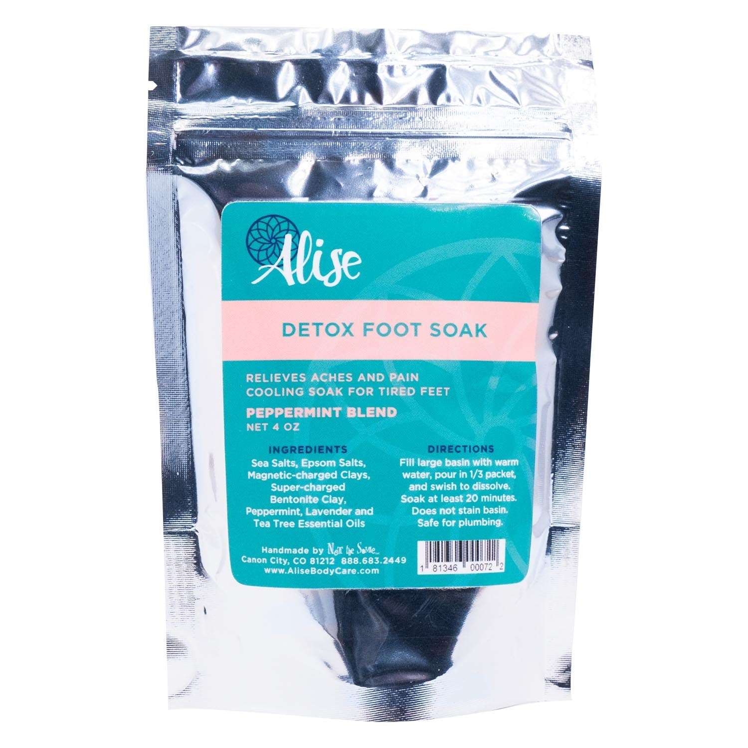 Detox Foot Soak Peppermint Blend 4oz handcrafted by Alise Body Care
